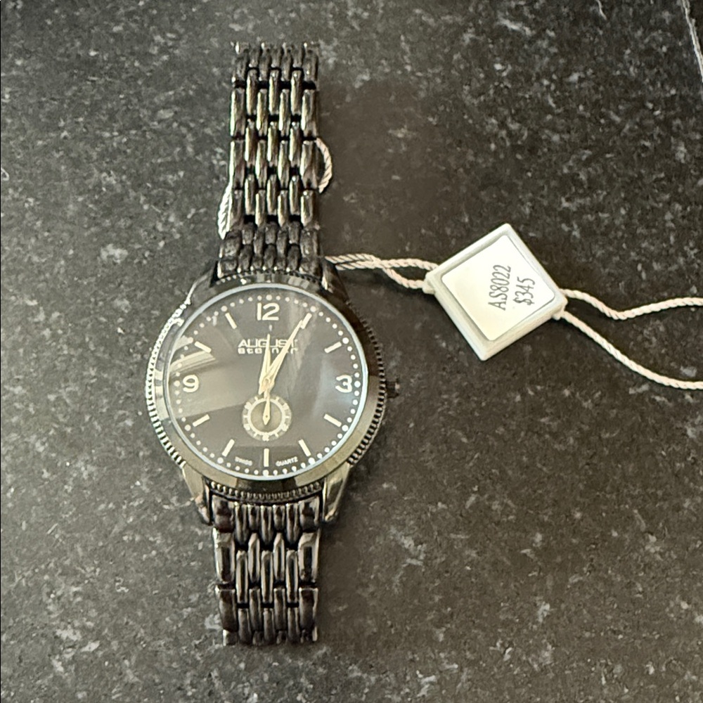 August Steiner Black and Silver Men's Watch